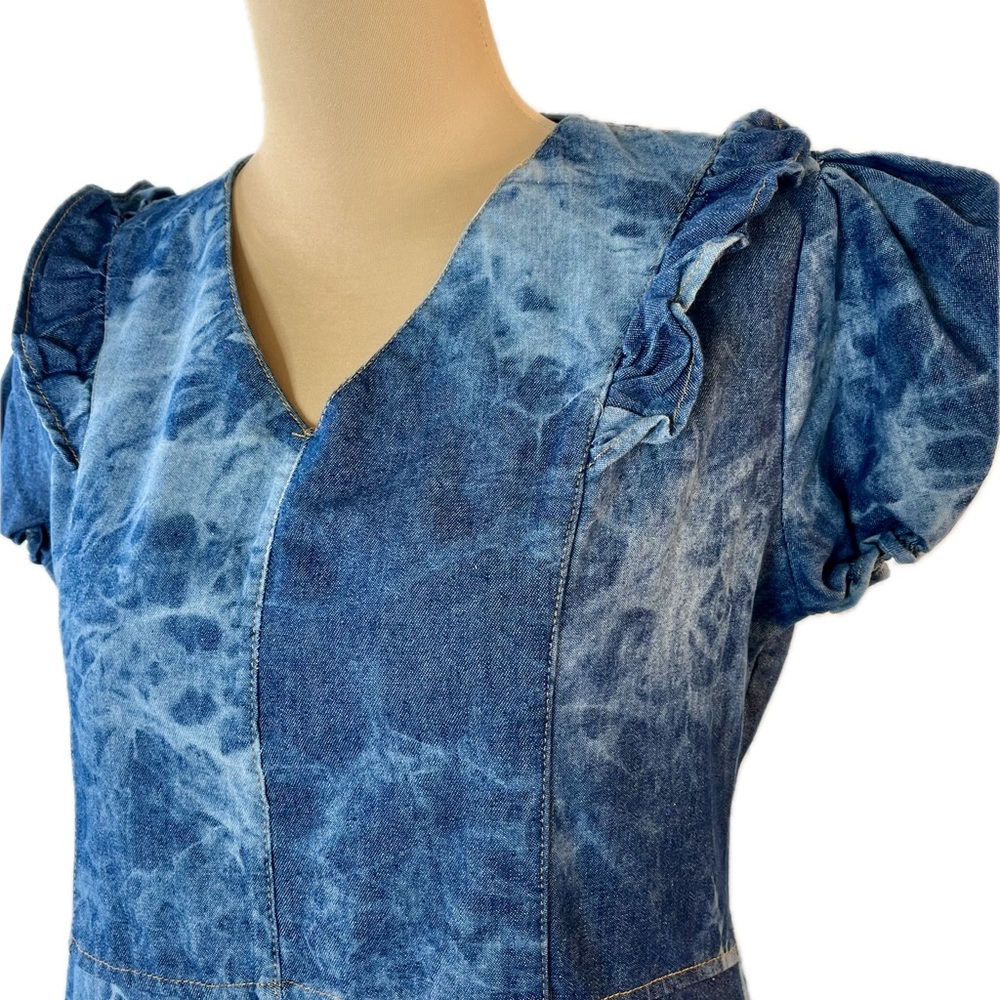 D’ Vanelle Elegant Blue Tie-Dye Denim Dress, size M - Picture 5 of 17